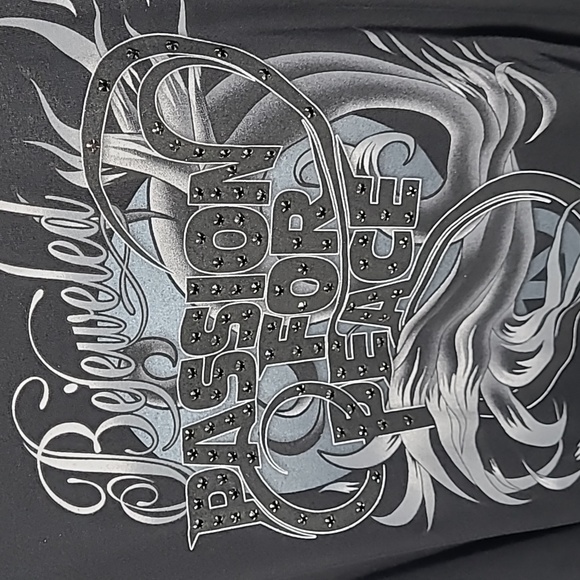 Susan Fixel black bejeweled  blouse  Loose  around the waist area SizeL pre love - Picture 2 of 3